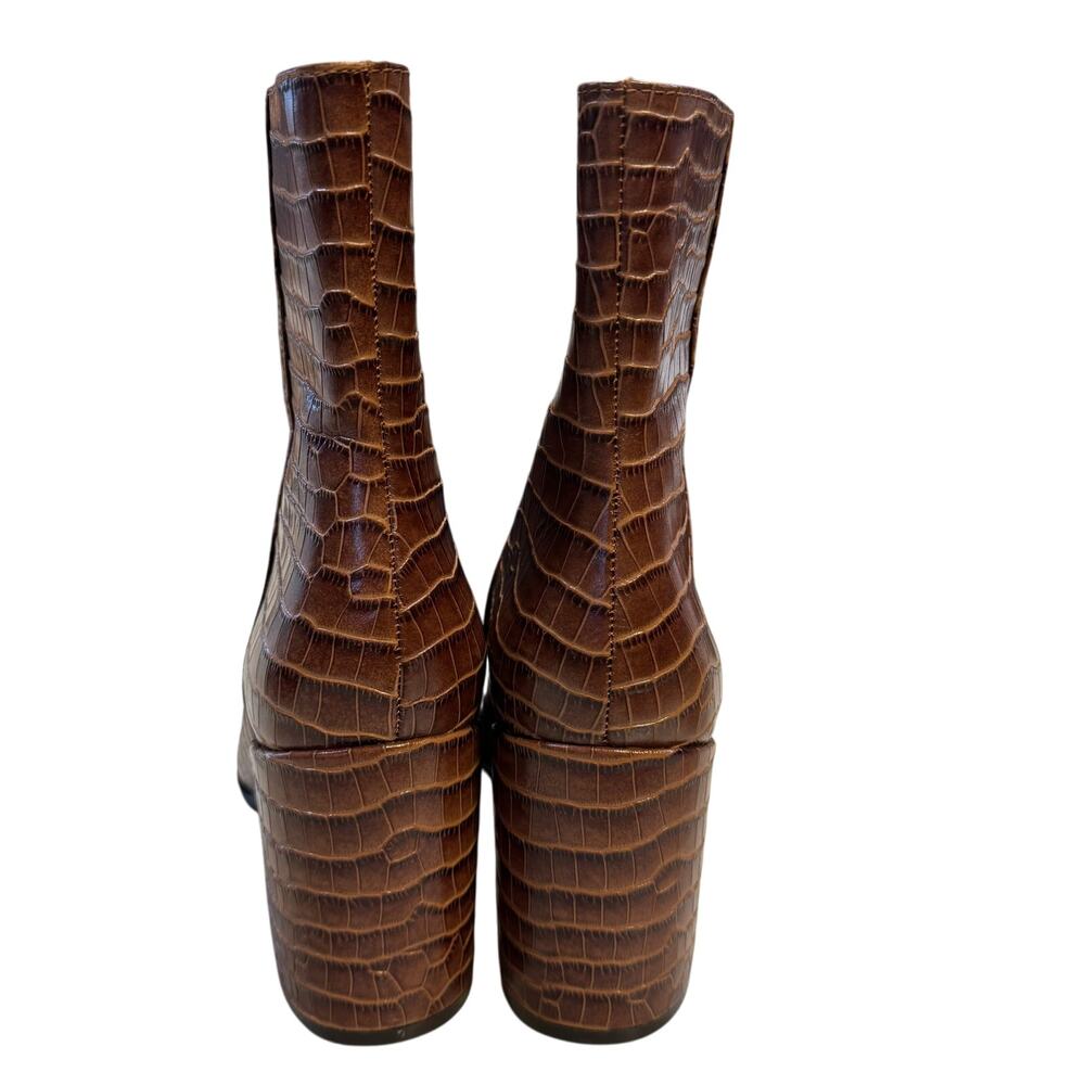 Vionic Harper Brown Croc Embossed Leather Ankle Boots Size 10 - Picture 2 of 6